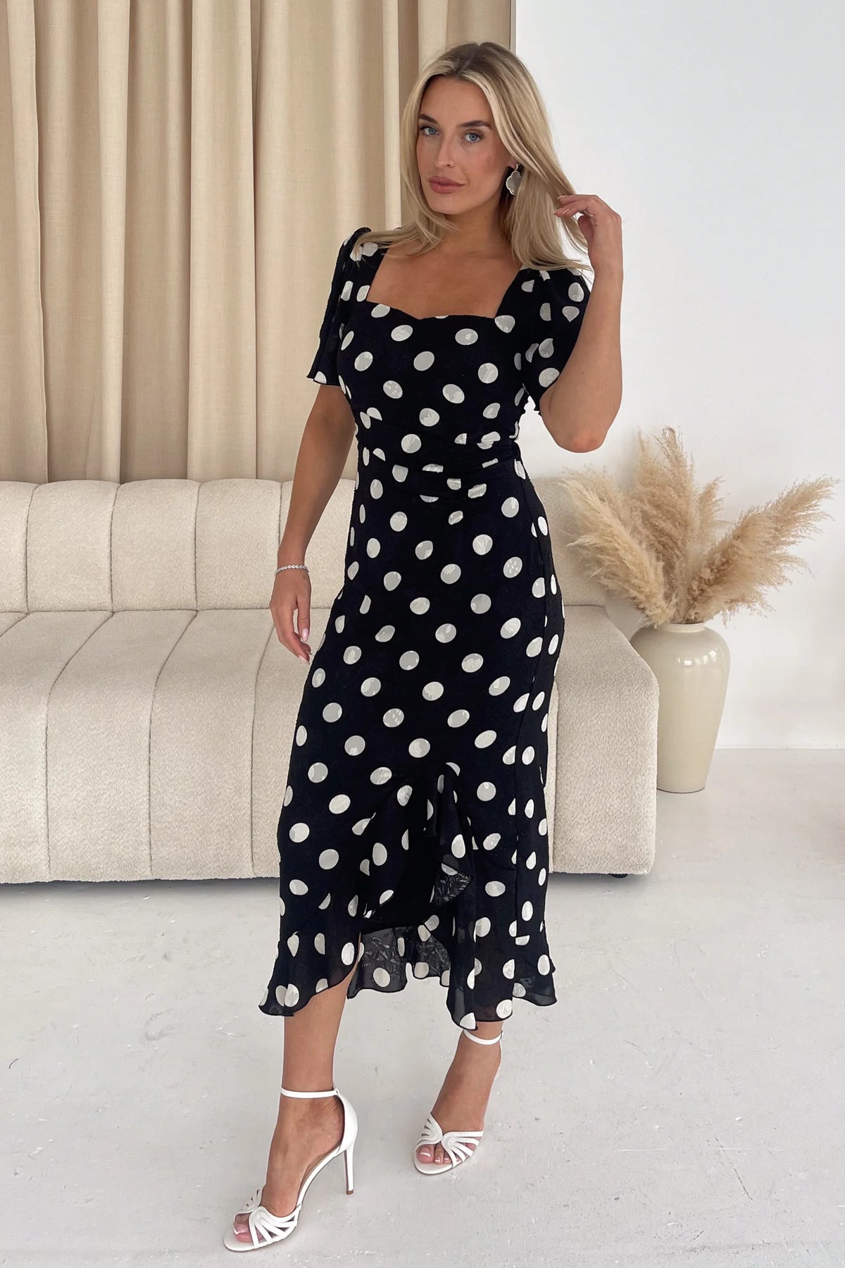 “Heidi” Dress In Black Polka Dot