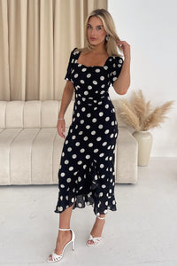“Heidi” Dress In Black Polka Dot