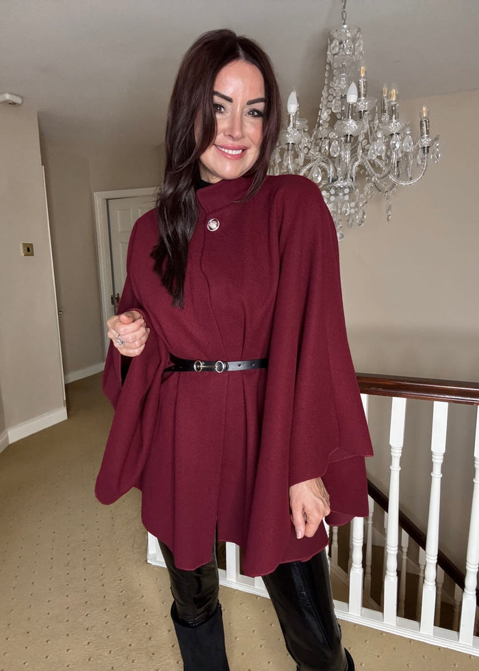 “Nelly” Cape In Burgundy