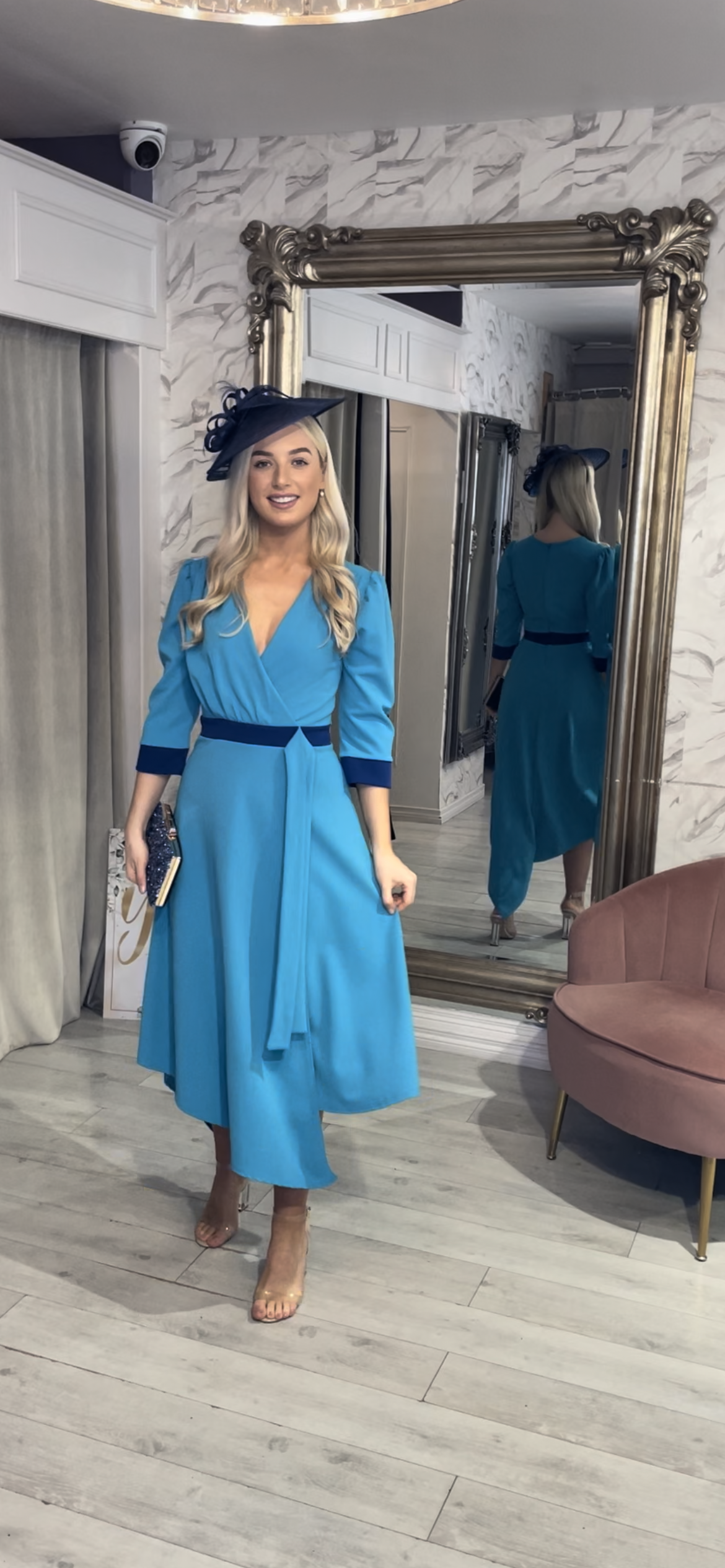 Turquoise Two Tone A-Line Dress