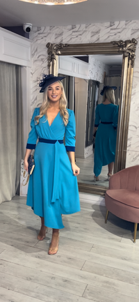 Turquoise Two Tone A-Line Dress