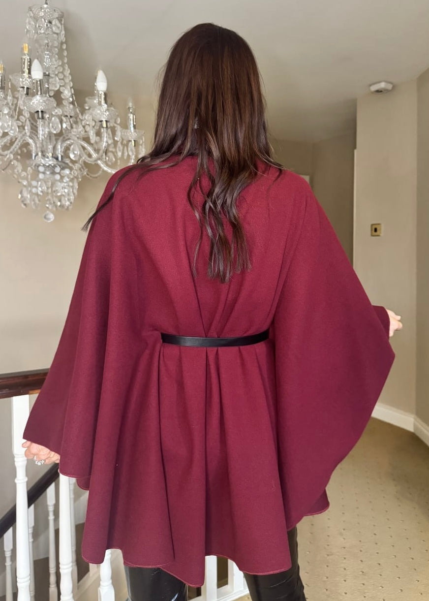 “Nelly” Cape In Burgundy