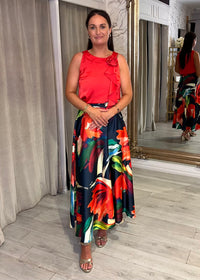 “Noura” Two Piece in Red Print