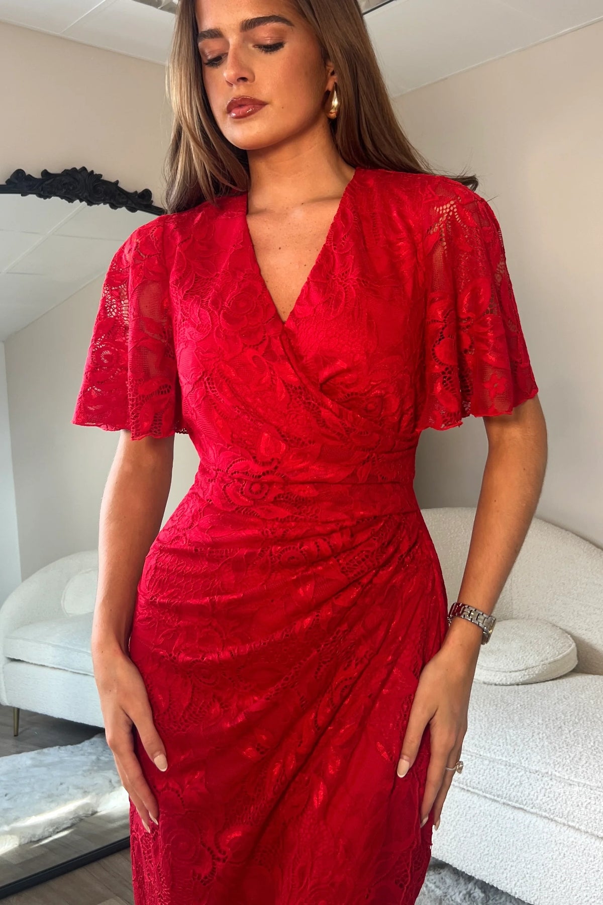 “Natasha” Dress In Red Lace
