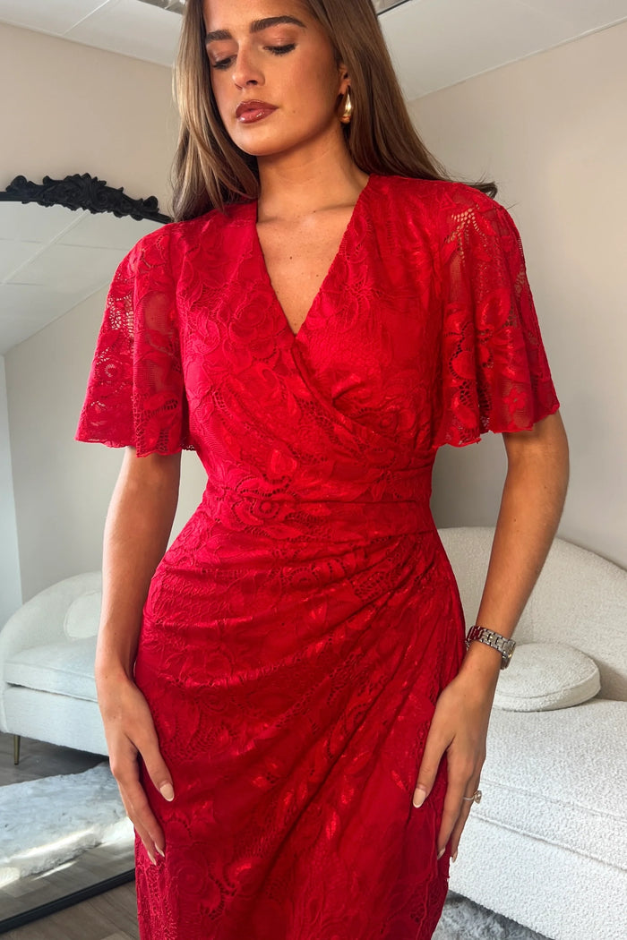 “Natasha” Dress In Red Lace