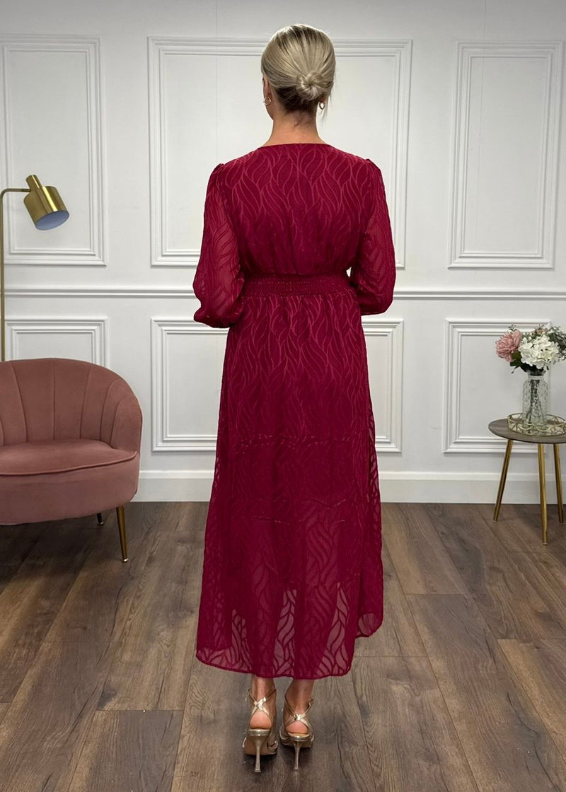 "Callie" Dress In Deep Red
