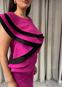 Fuchsia Pink Two Piece With Black Trim