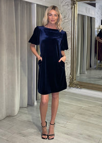 "Oakley" Dress In Navy Velvet