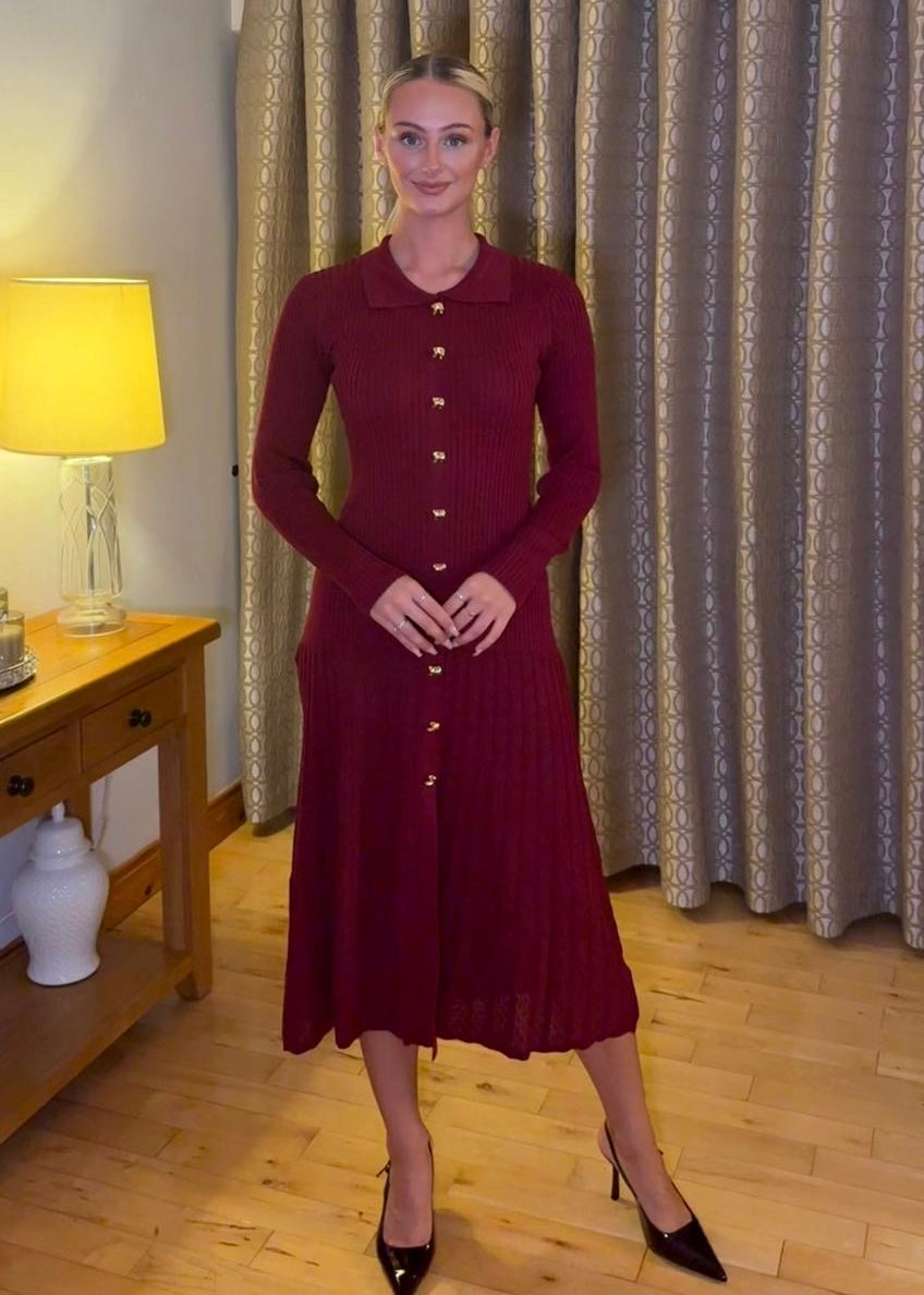 “Rita” Dress In Burgundy
