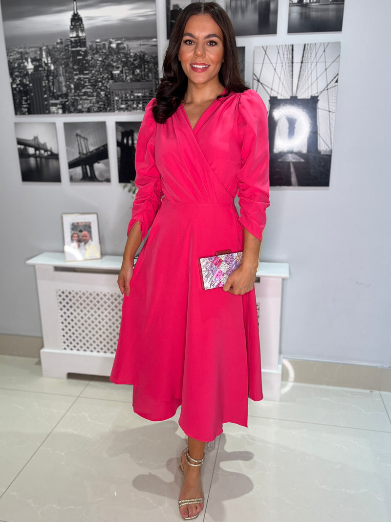 “Stacey” Wrap Dress In Pink