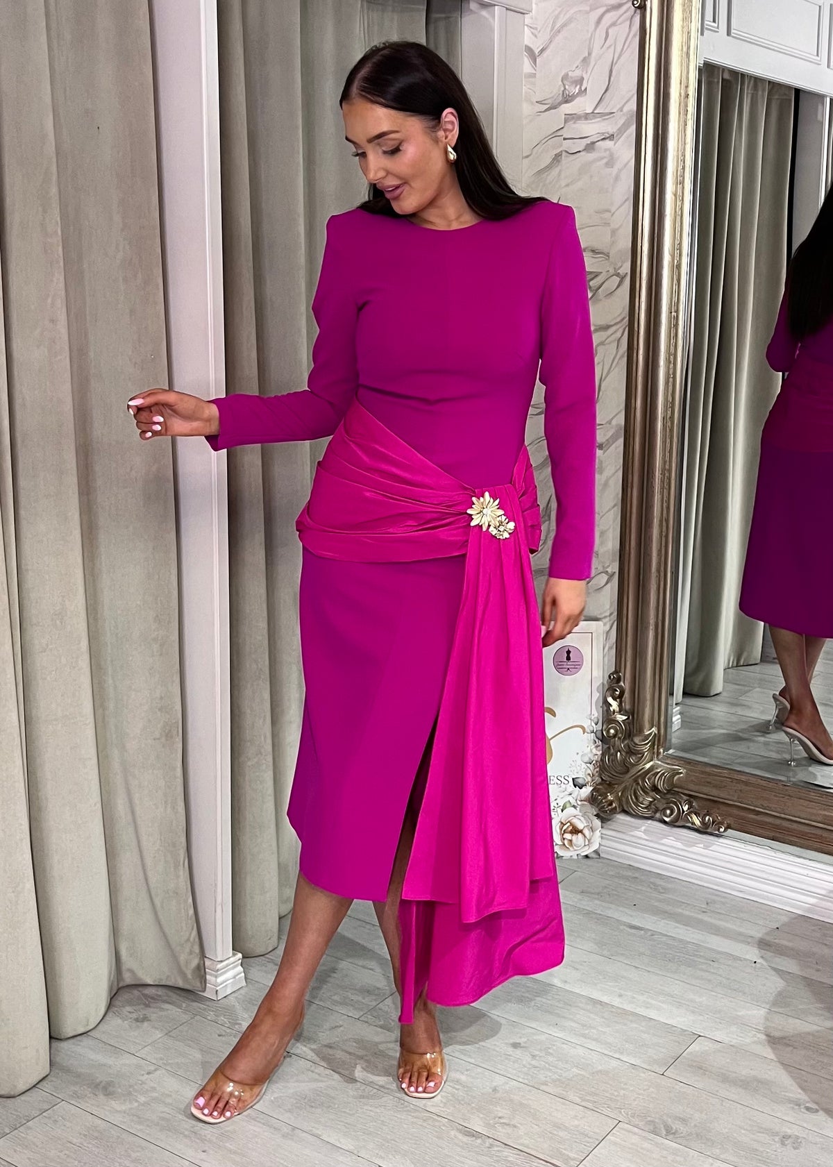 “Camilla” Dress in Cerise Pink