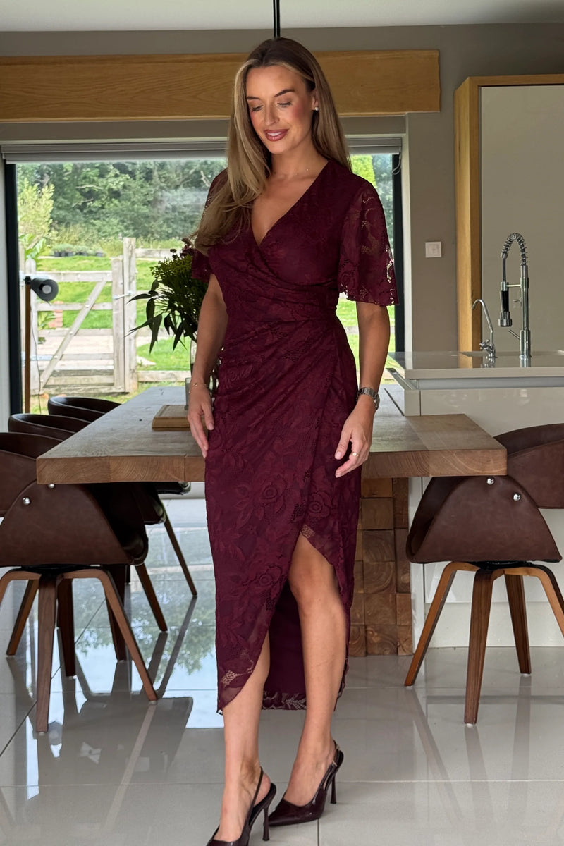 “Natasha” Dress In Berry Lace