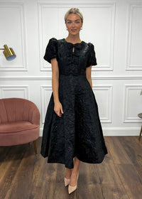 “Priya” Dress In Black Jacquard