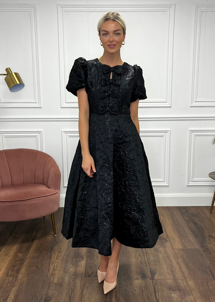“Priya” Dress In Black Jacquard