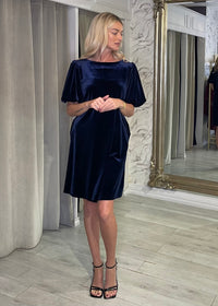"Oakley" Dress In Navy Velvet