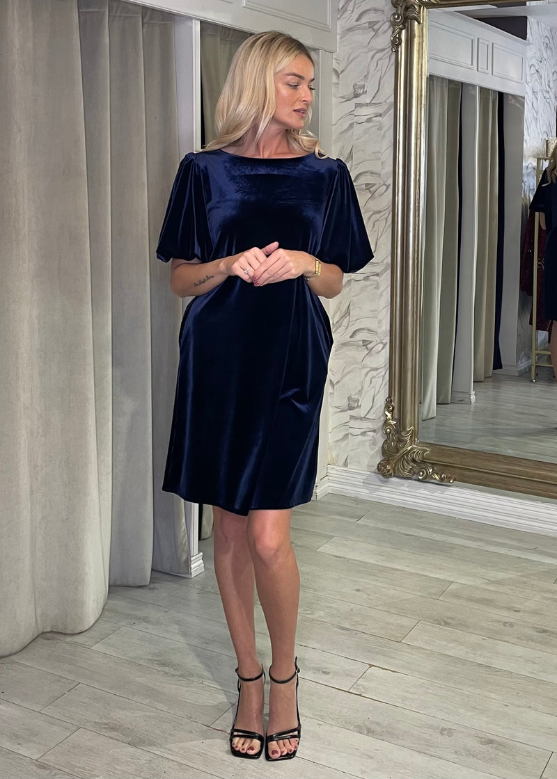 "Oakley" Dress In Navy Velvet
