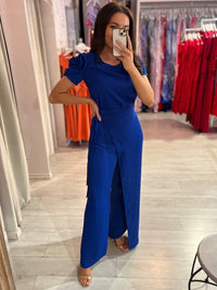 Royal Blue Two Piece With Rosette Detail