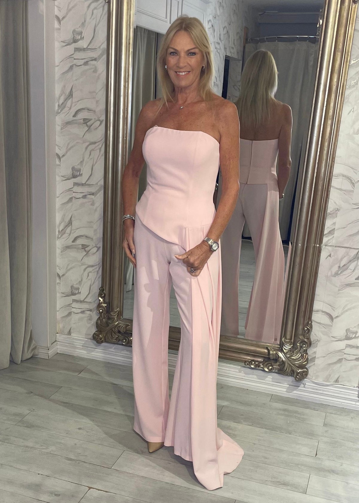 Blush Pink Two Piece With Side Drape