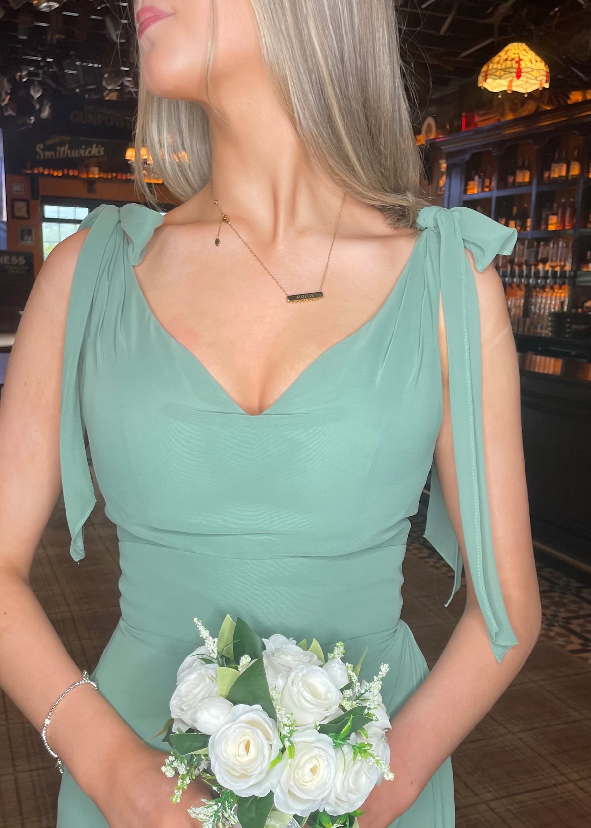 “Jolie” Bridesmaid Dress In Silver Fern