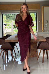 “Natasha” Dress In Berry Lace