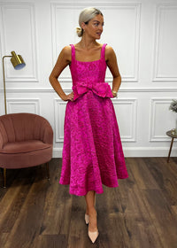 “Aria” Dress In Pink Jaquard Print