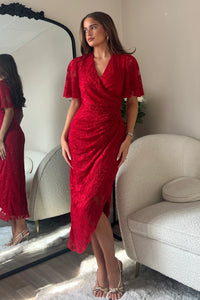 “Natasha” Dress In Red Lace