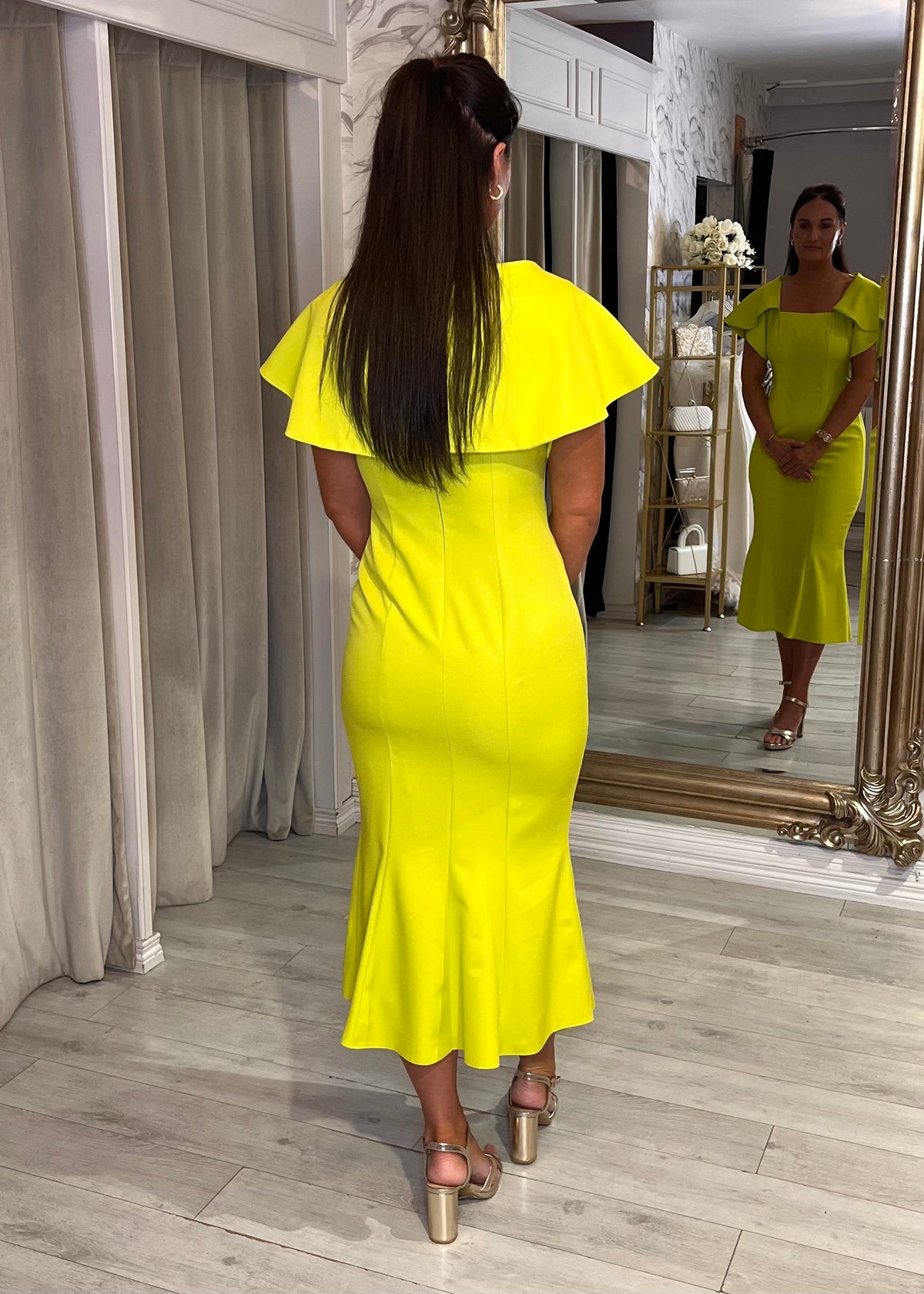 "Mona" Dress In Lime Green