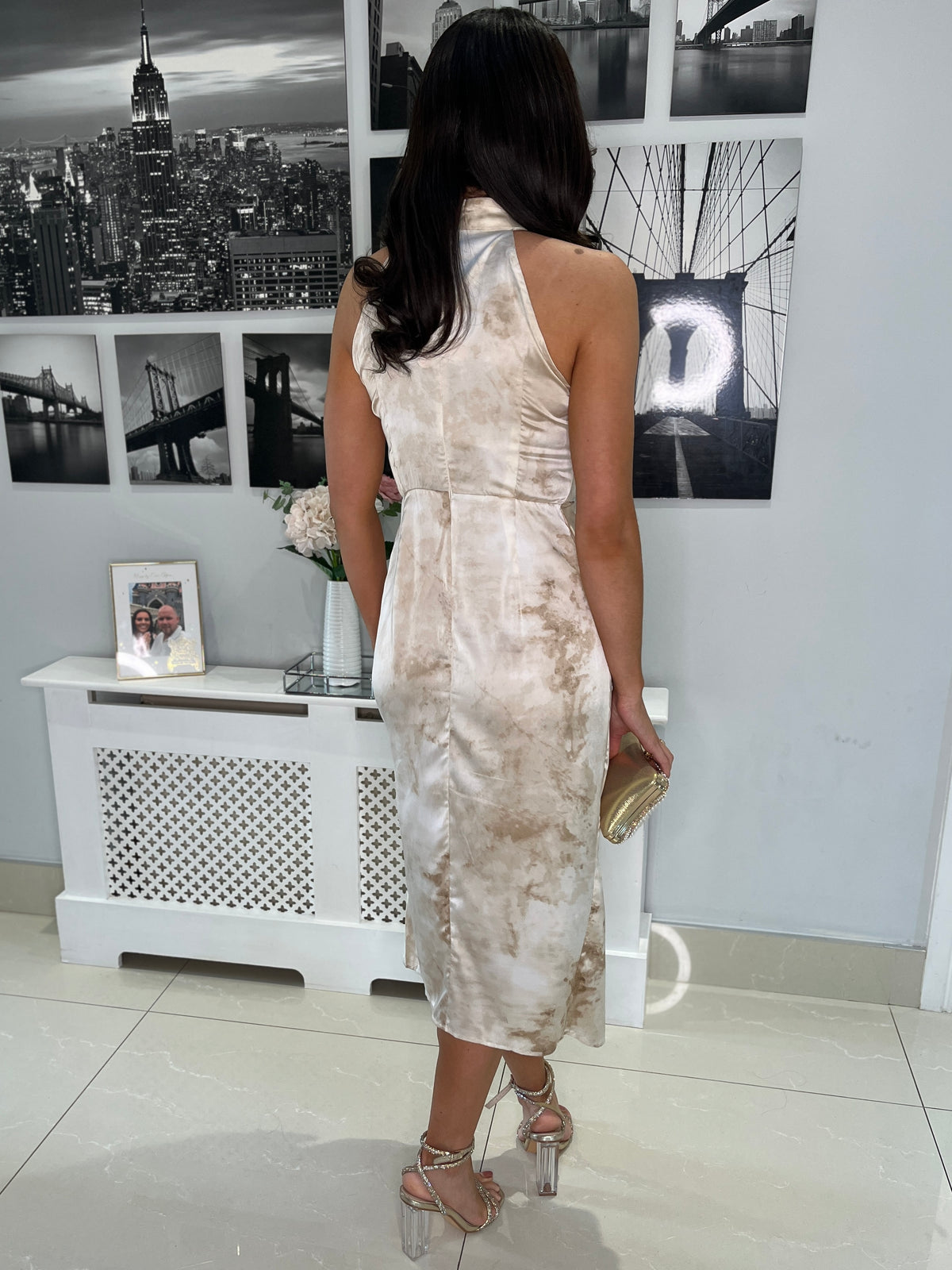 “Alessia” Dress In Cream Print