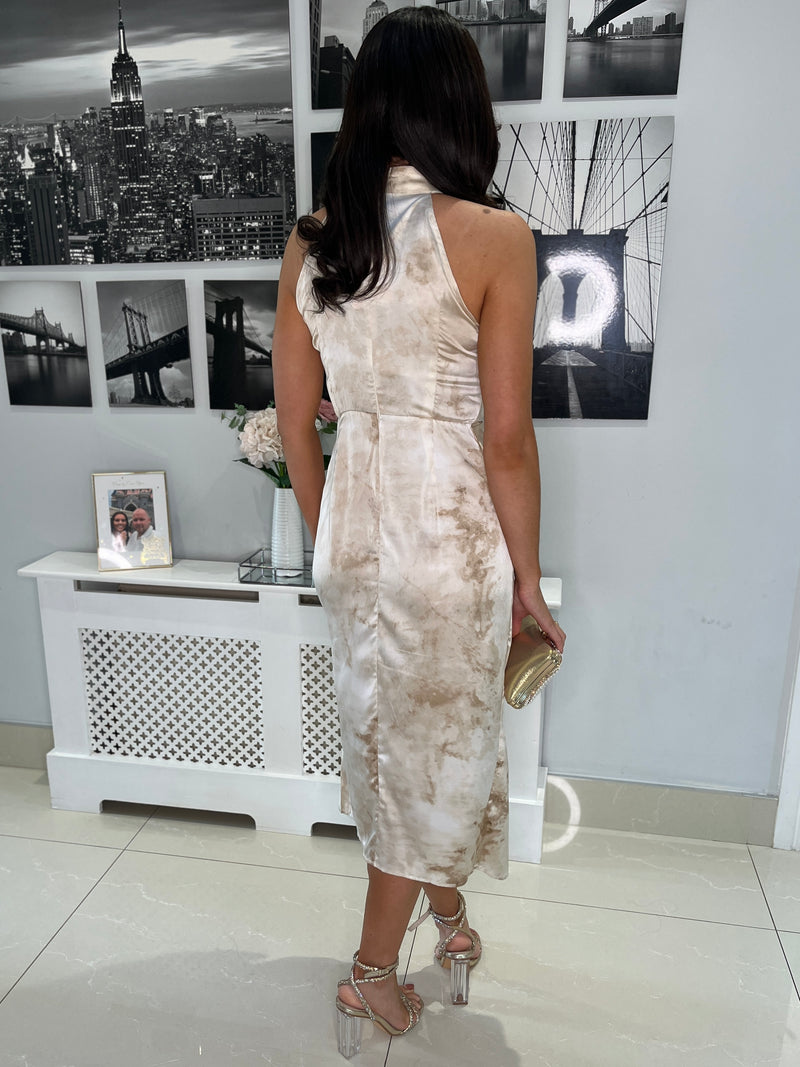 “Alessia” Dress In Cream Print