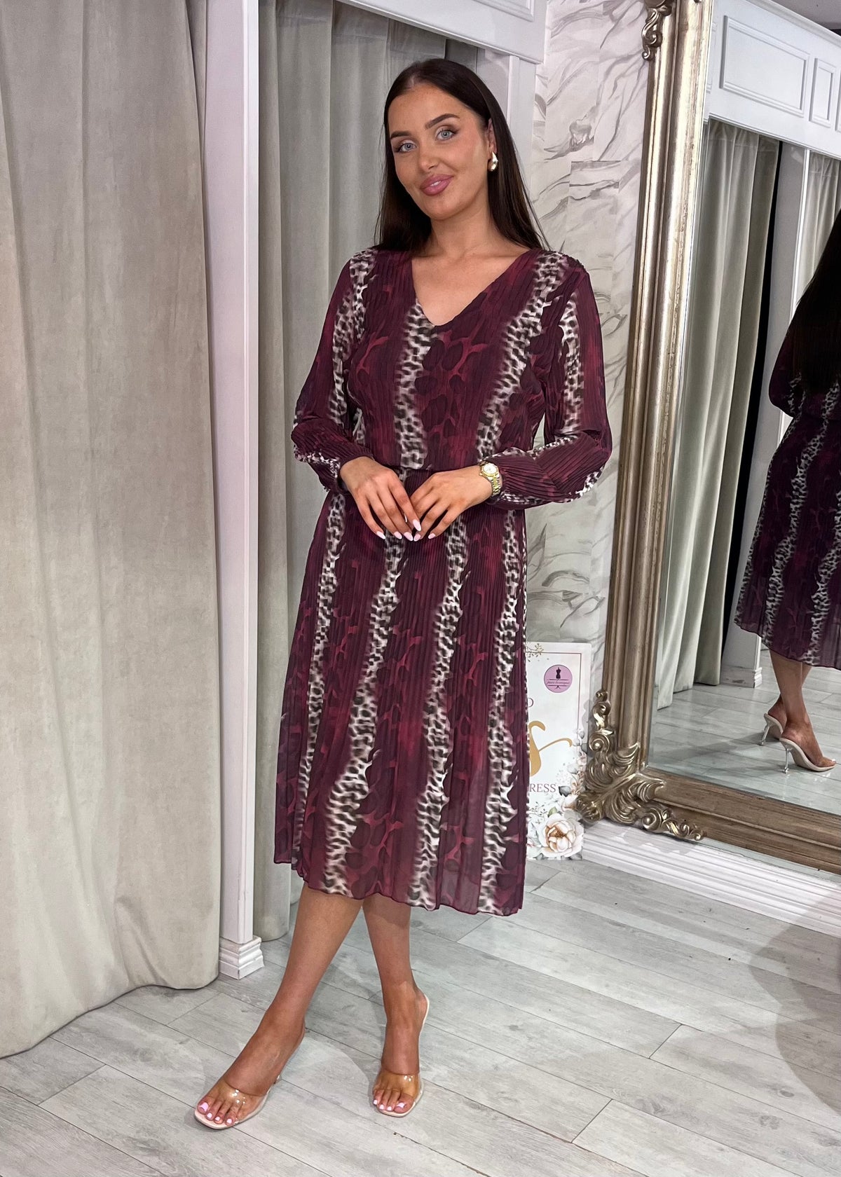 “Maggie” Dress In Mulberry Print