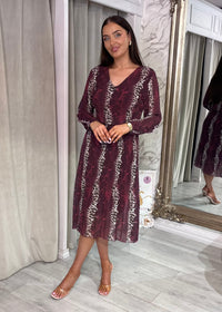 “Maggie” Dress In Mulberry Print