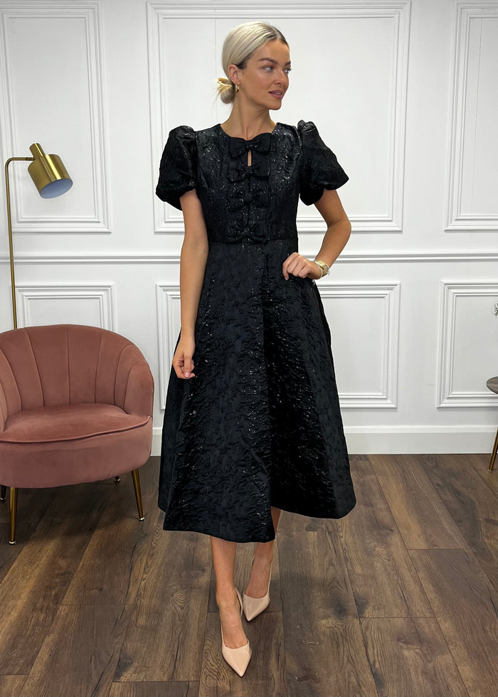 “Priya” Dress In Black Jacquard