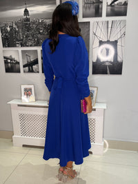 “Stacey” Wrap Dress In Royal Blue