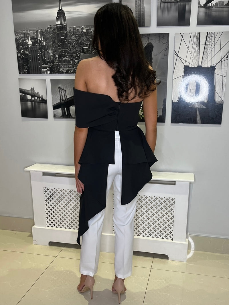 Black And White Two Piece With Feather Detail