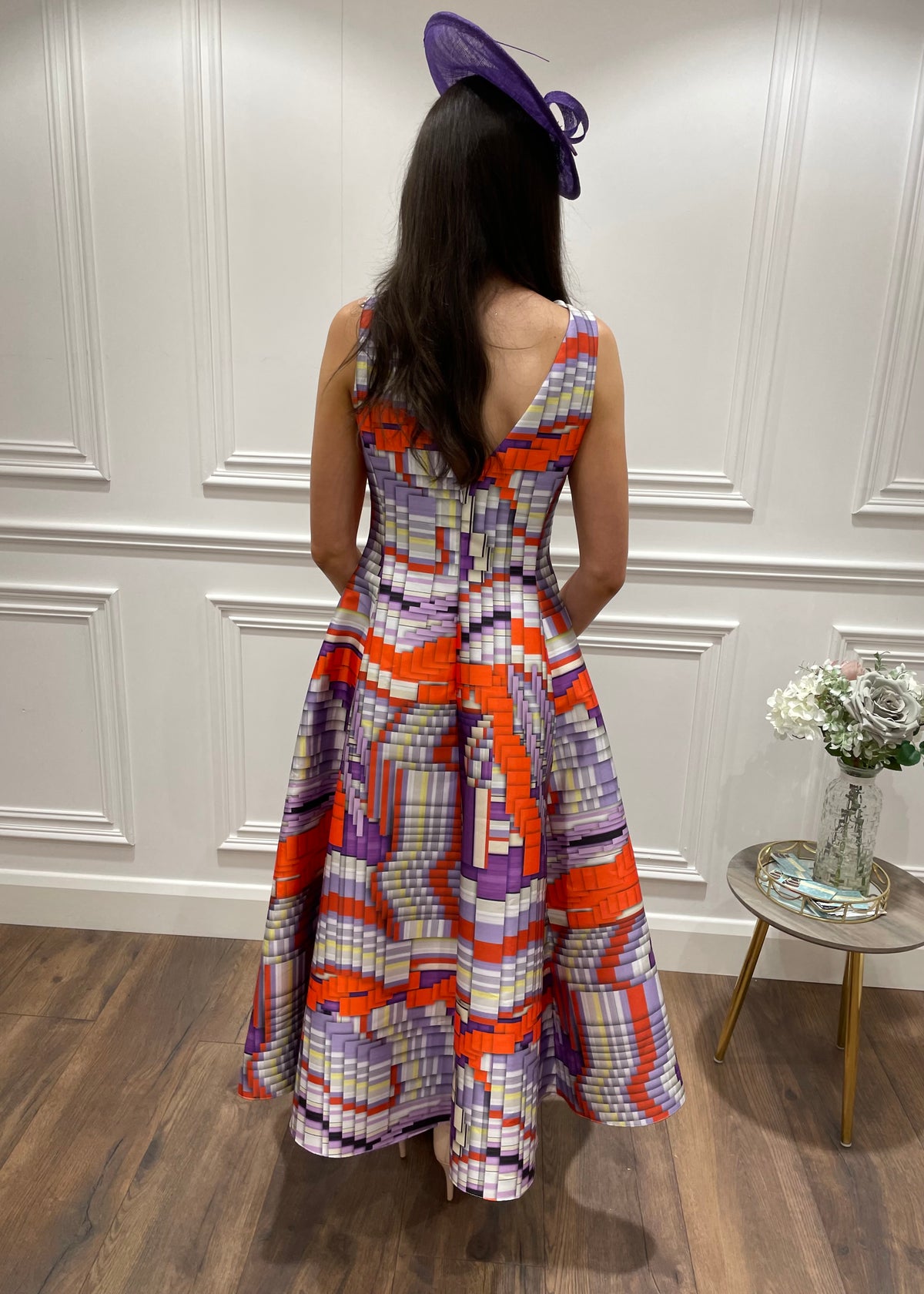 Purple & Orange Multi Print Dress