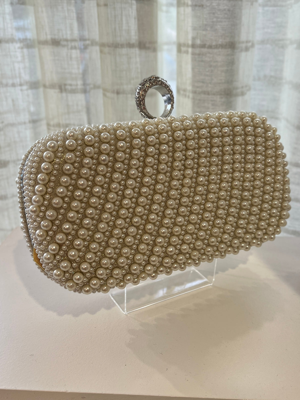 “Ella” Handbag In Cream Pearl