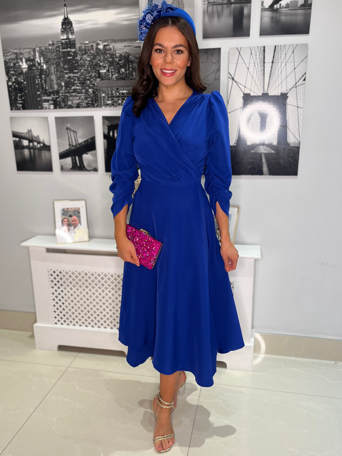 “Stacey” Wrap Dress In Royal Blue