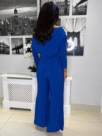 "Carbon" Jumpsuit In Royal With Sleeves