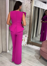 Fuchsia Pink Two Piece With Black Trim
