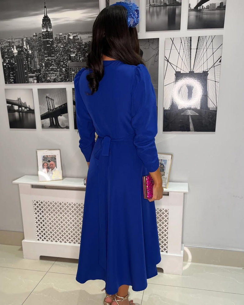 “Stacey” Wrap Dress In Royal Blue