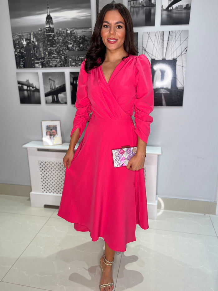 “Stacey” Wrap Dress In Pink
