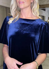 "Oakley" Dress In Navy Velvet