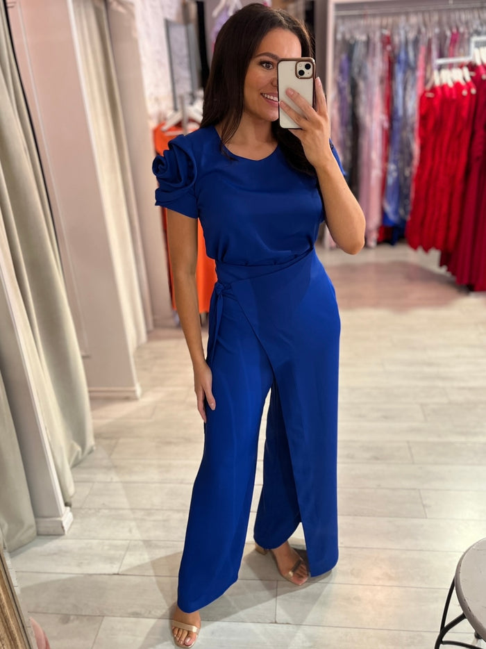 Royal Blue Two Piece With Rosette Detail