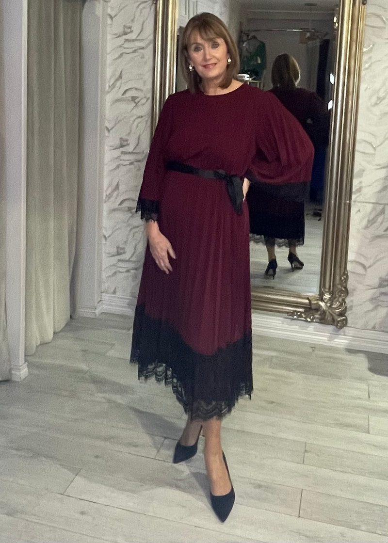 “Angie” Dress In Burgundy