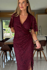 “Natasha” Dress In Berry Lace