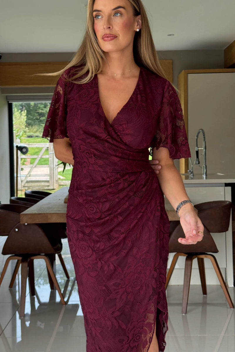 “Natasha” Dress In Berry Lace