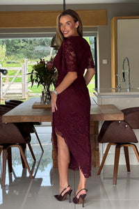 “Natasha” Dress In Berry Lace
