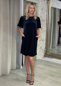 "Oakley" Dress In Black Velvet