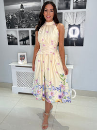 “Maggie” Dress In Yellow Floral Print