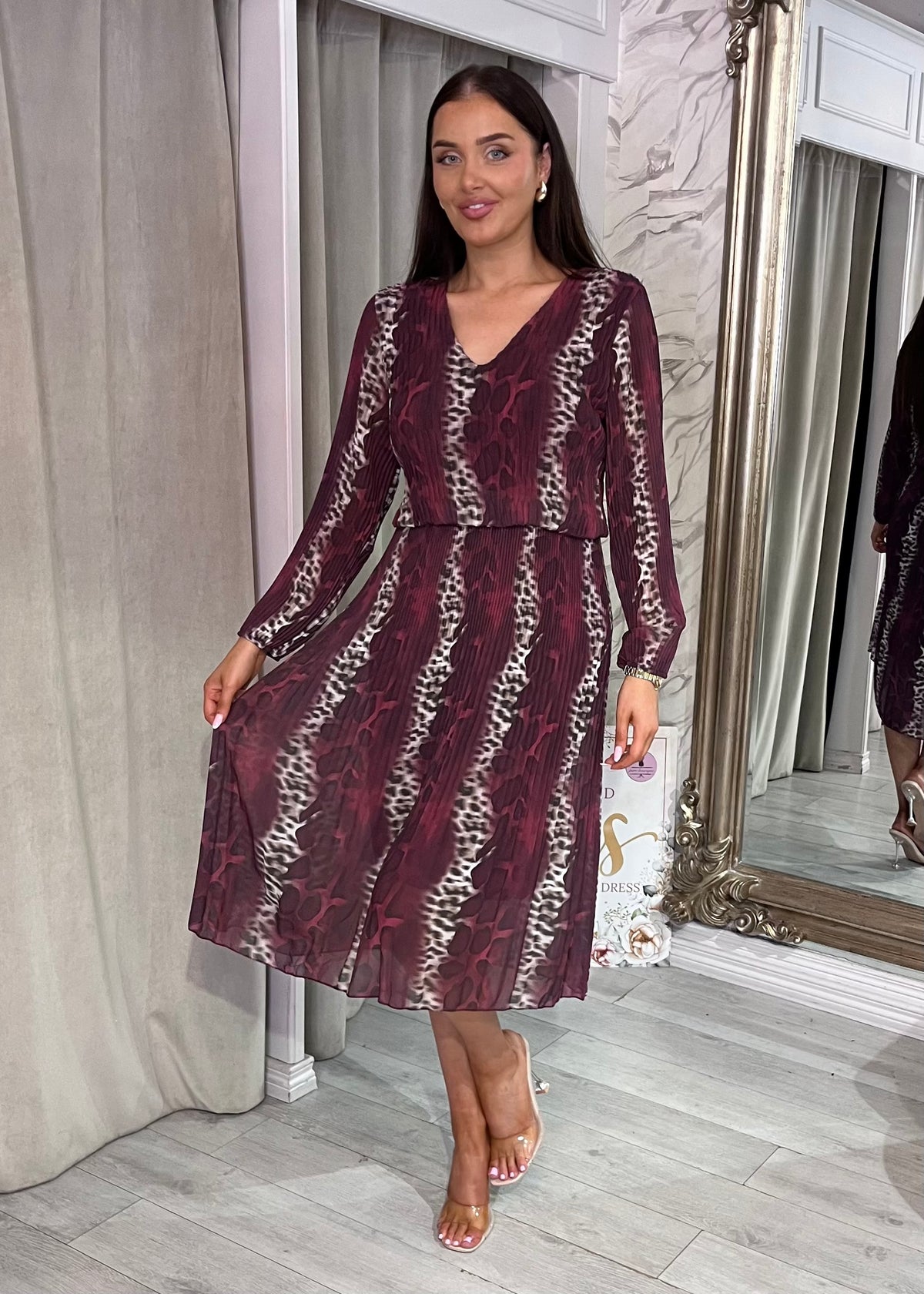 “Maggie” Dress In Mulberry Print